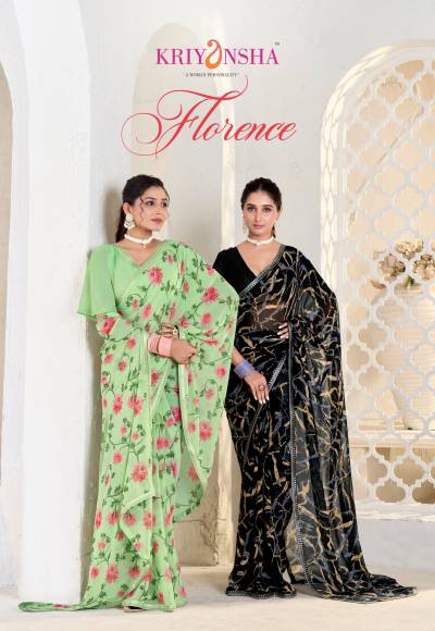 KRIYANSHA FLORENCE 101 TO 108 DESIGNER GEORGETTE SAREE WHOLESALER IN INDIA